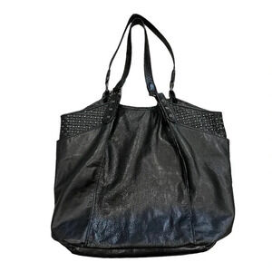 Elliott Lucca Black Leather Studded Large Tote